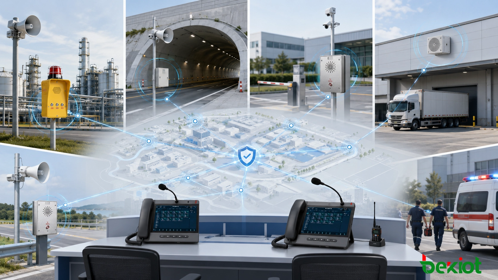Emergency communication point connecting a person in distress with a control room for fast incident reporting