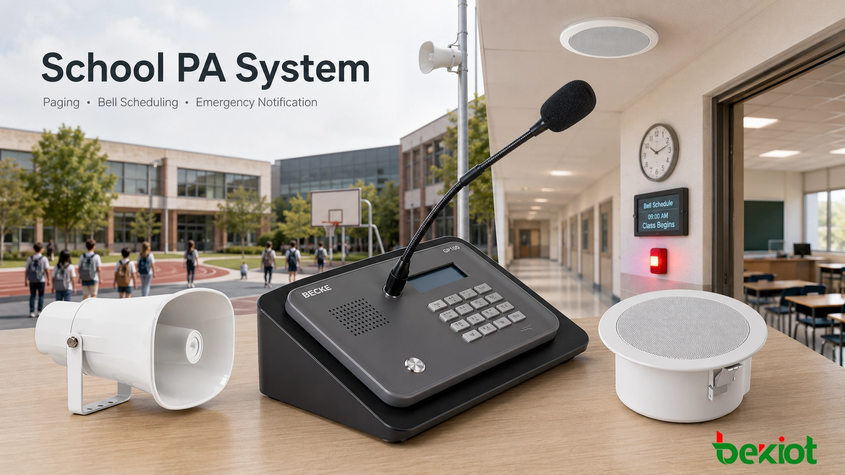 School PA System for Paging, Bell Scheduling, and Emergency Notification