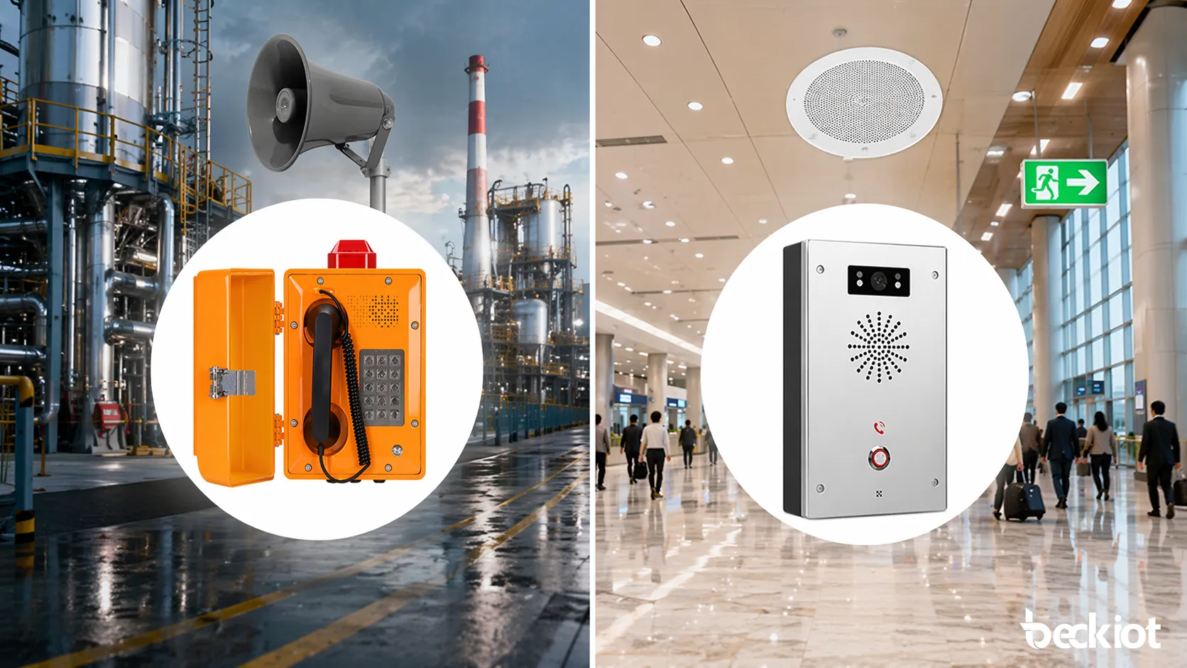 Comparison of industrial PAGA and public building PAVA system environments