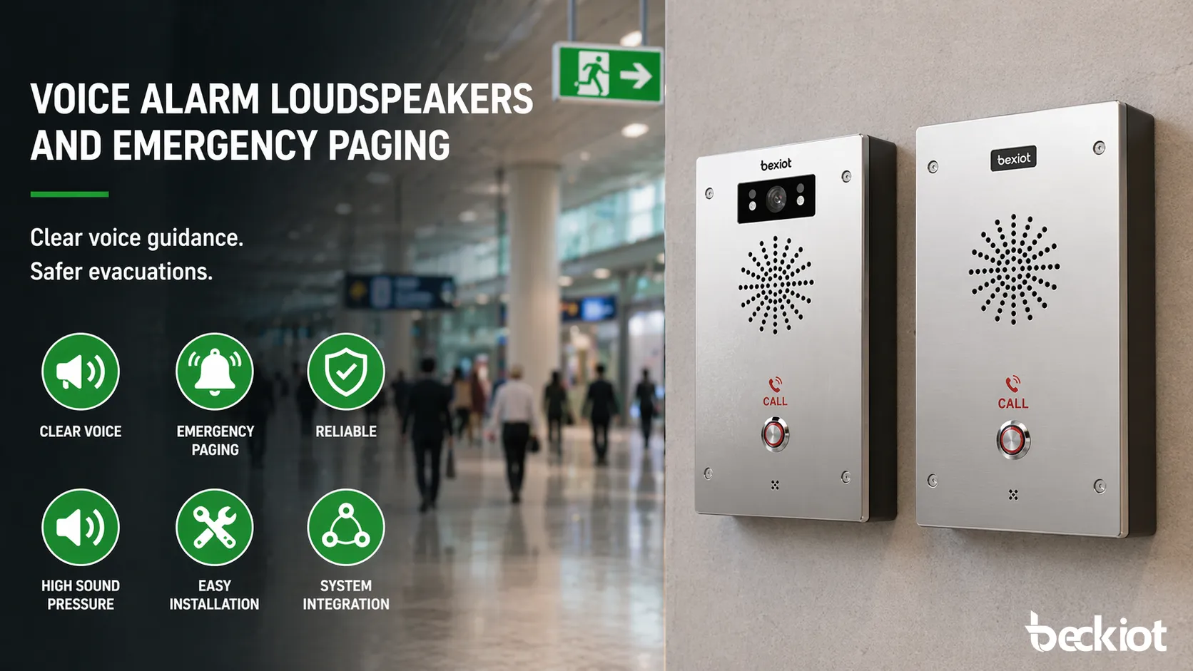 Voice alarm loudspeakers and emergency paging in a public building