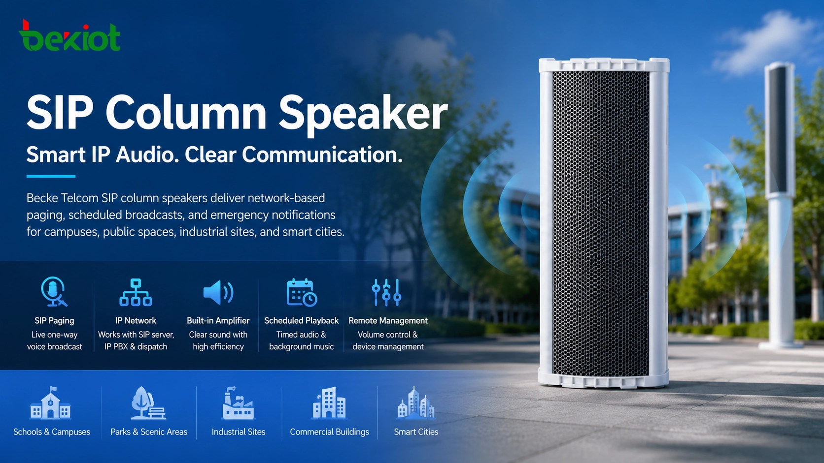 SIP Column Speaker Solutions for IP Paging and Public Audio Systems