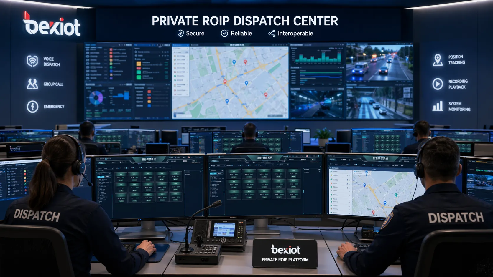Public safety dispatch center using private ROIP software to interconnect multiple radio systems