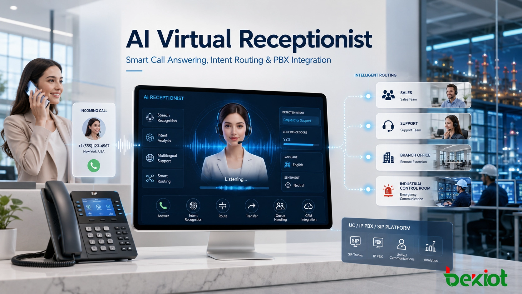 AI Virtual Receptionist for UC, IP PBX, and Intelligent Business Communication