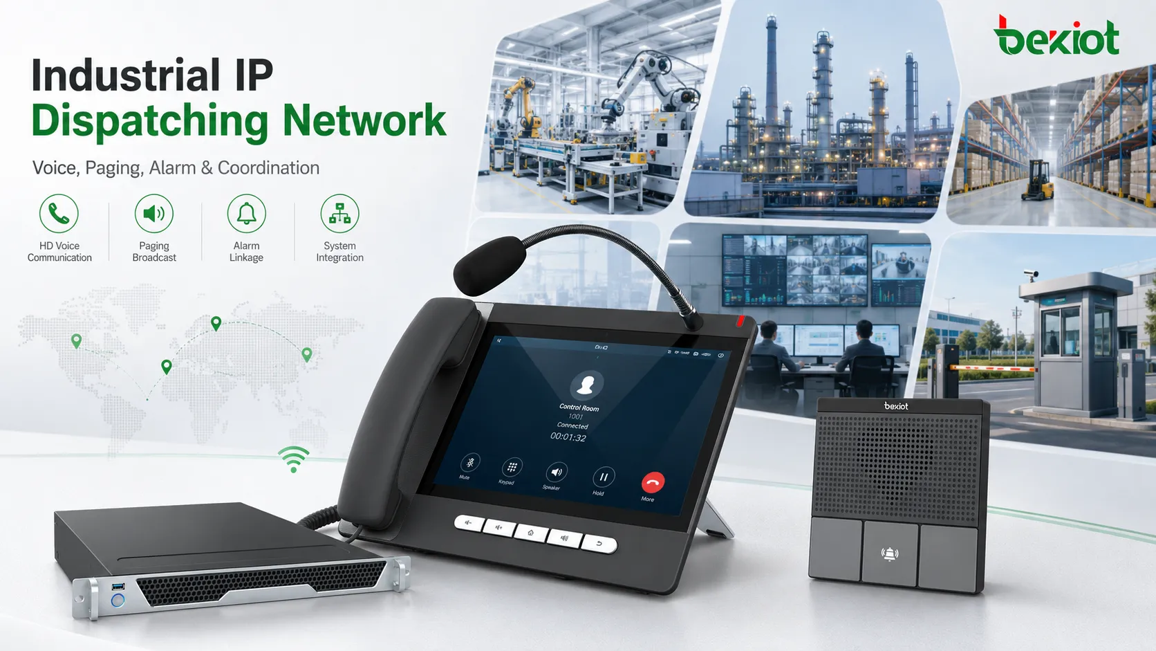 Industrial IP phone dispatching network used in energy, mining, logistics, public safety, and manufacturing communication scenarios