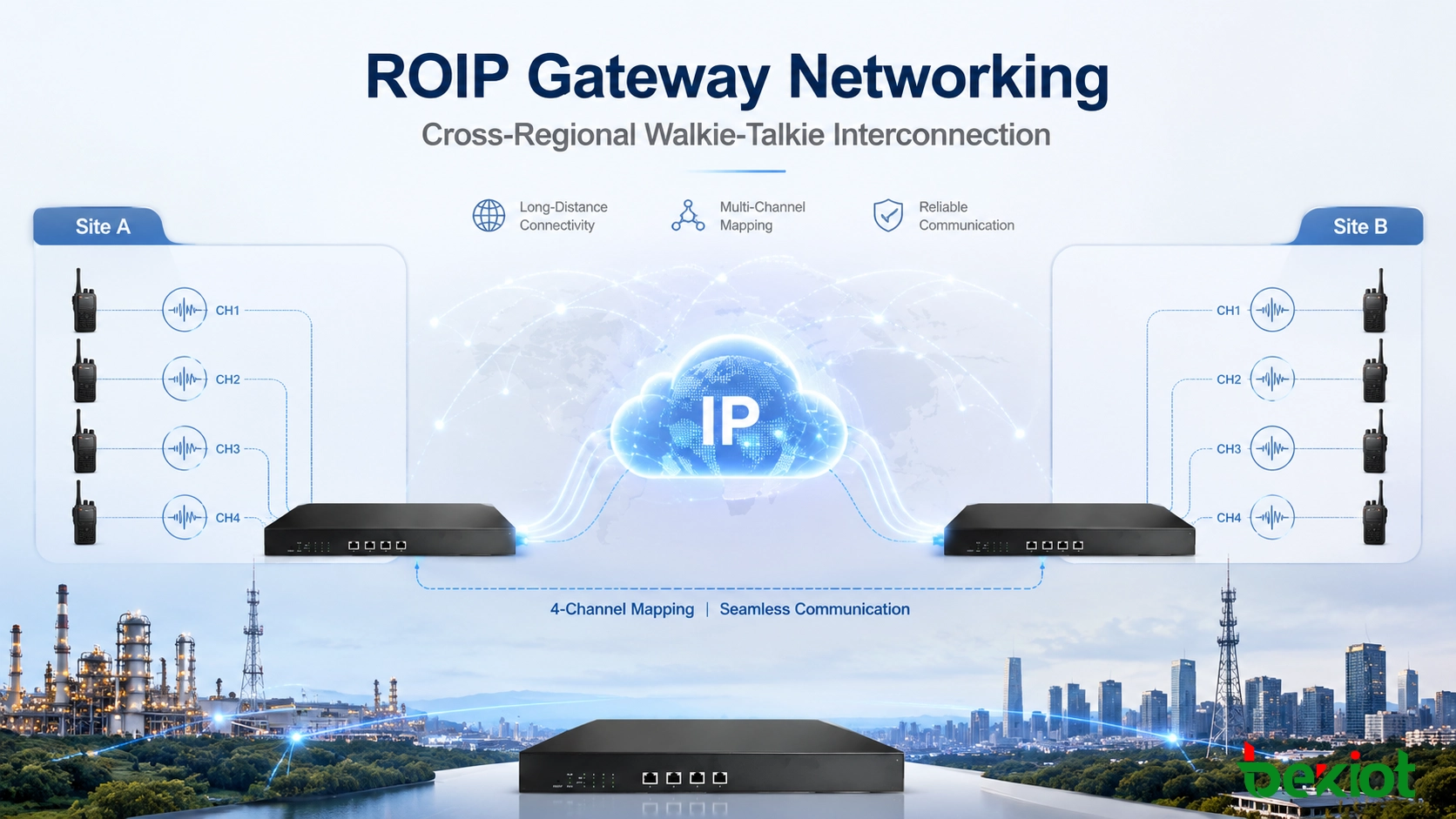 ROIP Gateway Networking for Cross-Regional Walkie-Talkie Communication