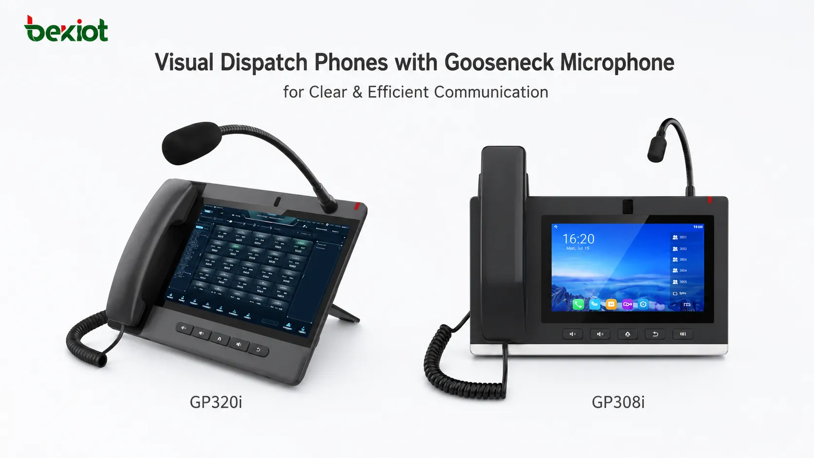 Becke Telcom visual dispatch console with touchscreen camera gooseneck microphone SIP video calling and broadcast control