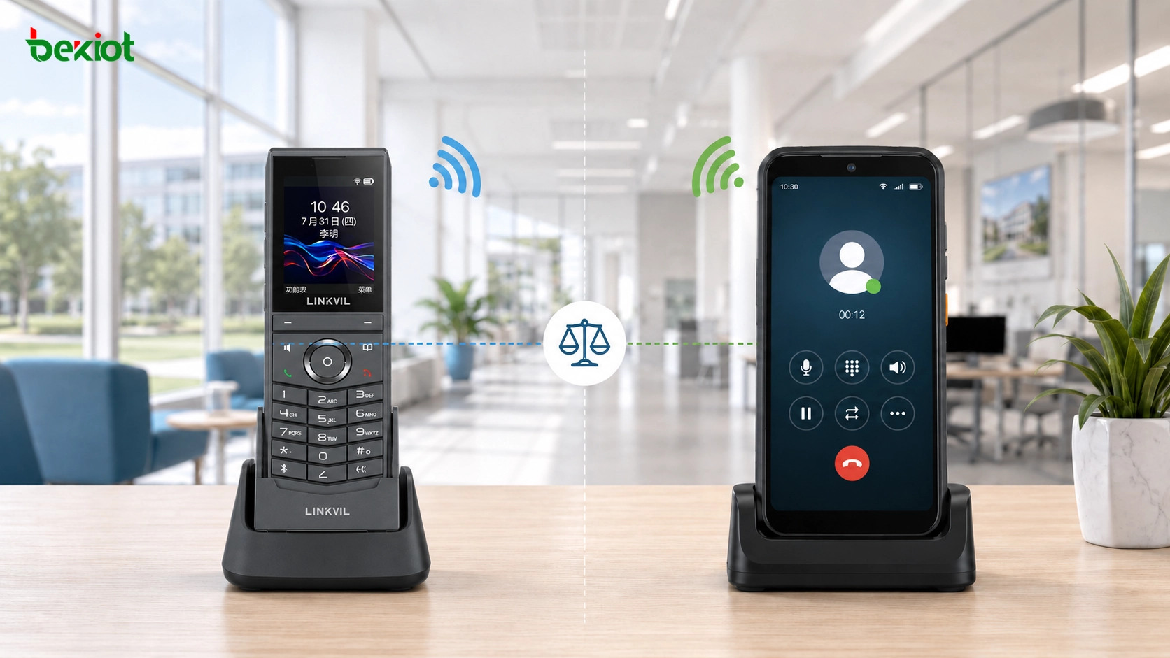 Dedicated Wi-Fi phone and Android smart terminal with SIP softphone app compared for enterprise wireless voice communication