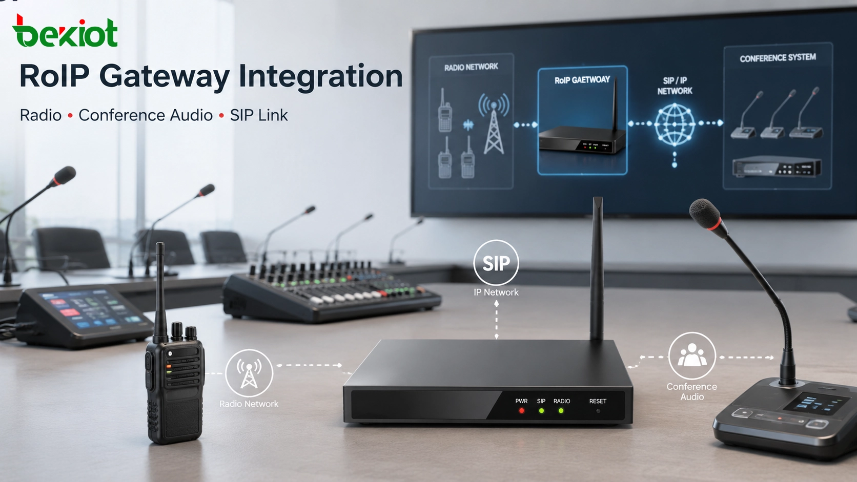 Radio-to-Conference Audio Integration with RoIP Gateway and SIP Audio Gateway