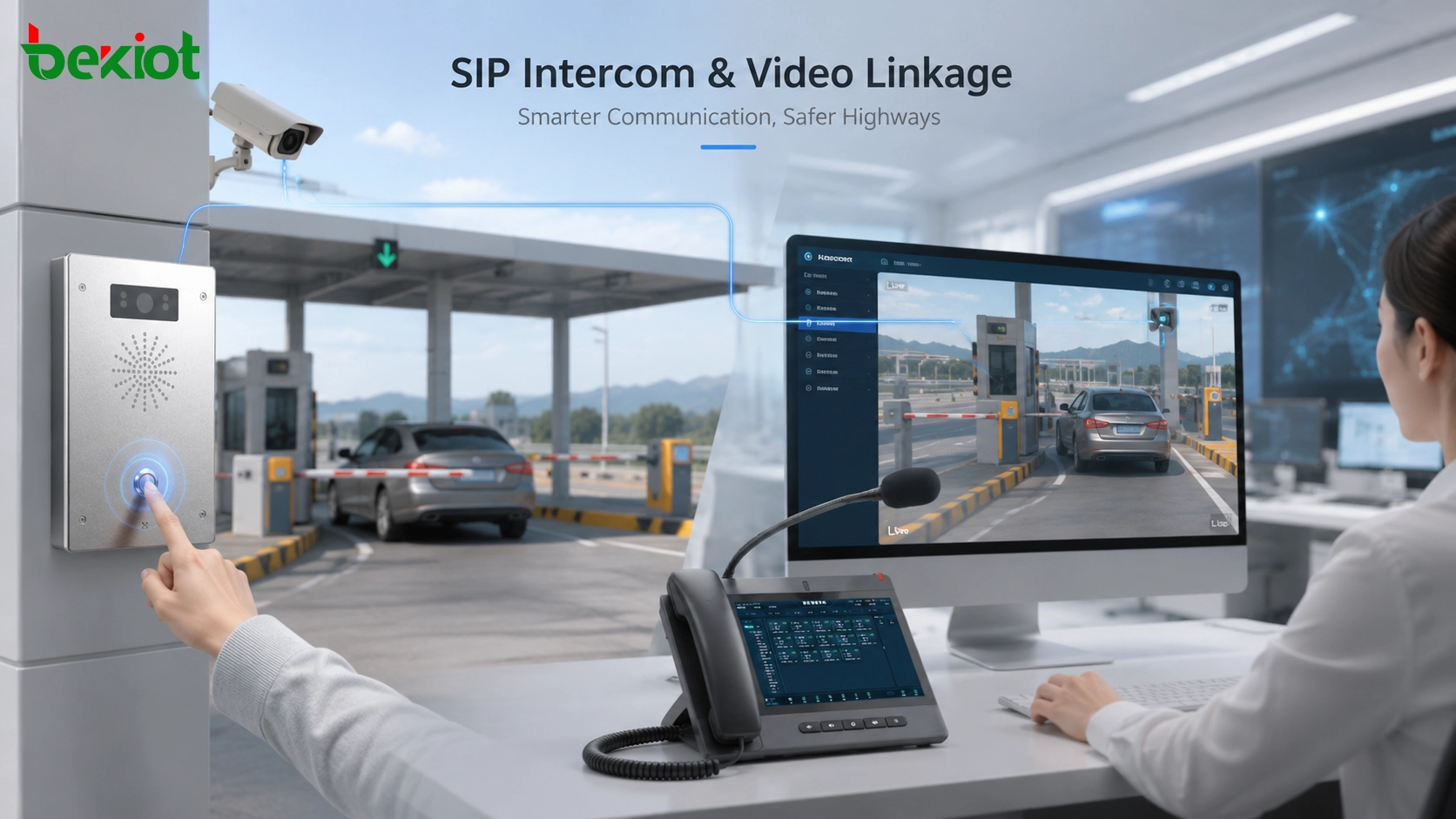 Highway Toll Station SIP Intercom and Camera Linkage for Control Room Response
