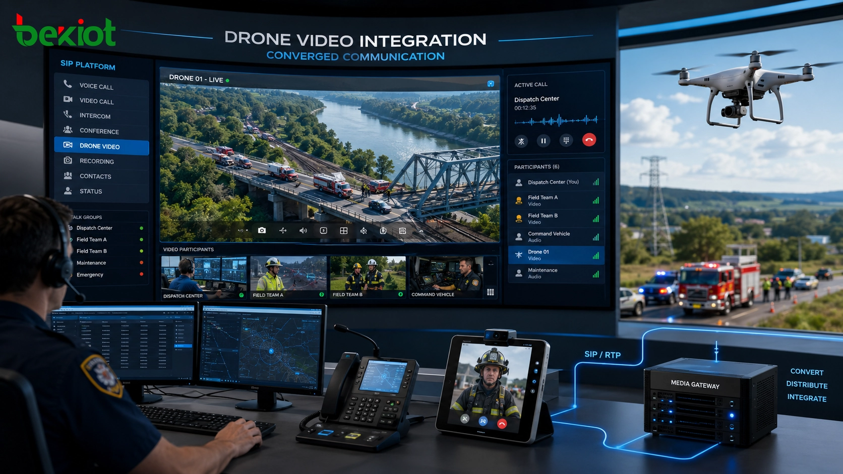 Drone Video Integration for Converged Communication and Dispatch Systems