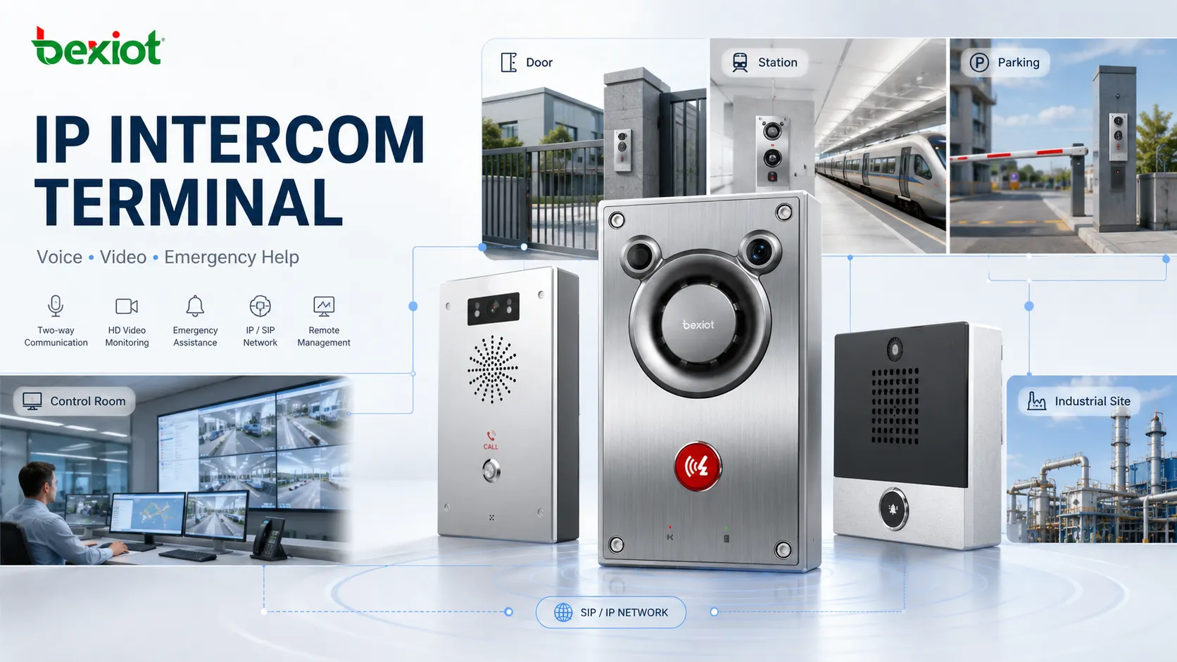 How can IP intercom terminals be applied in network voice, video and access control?