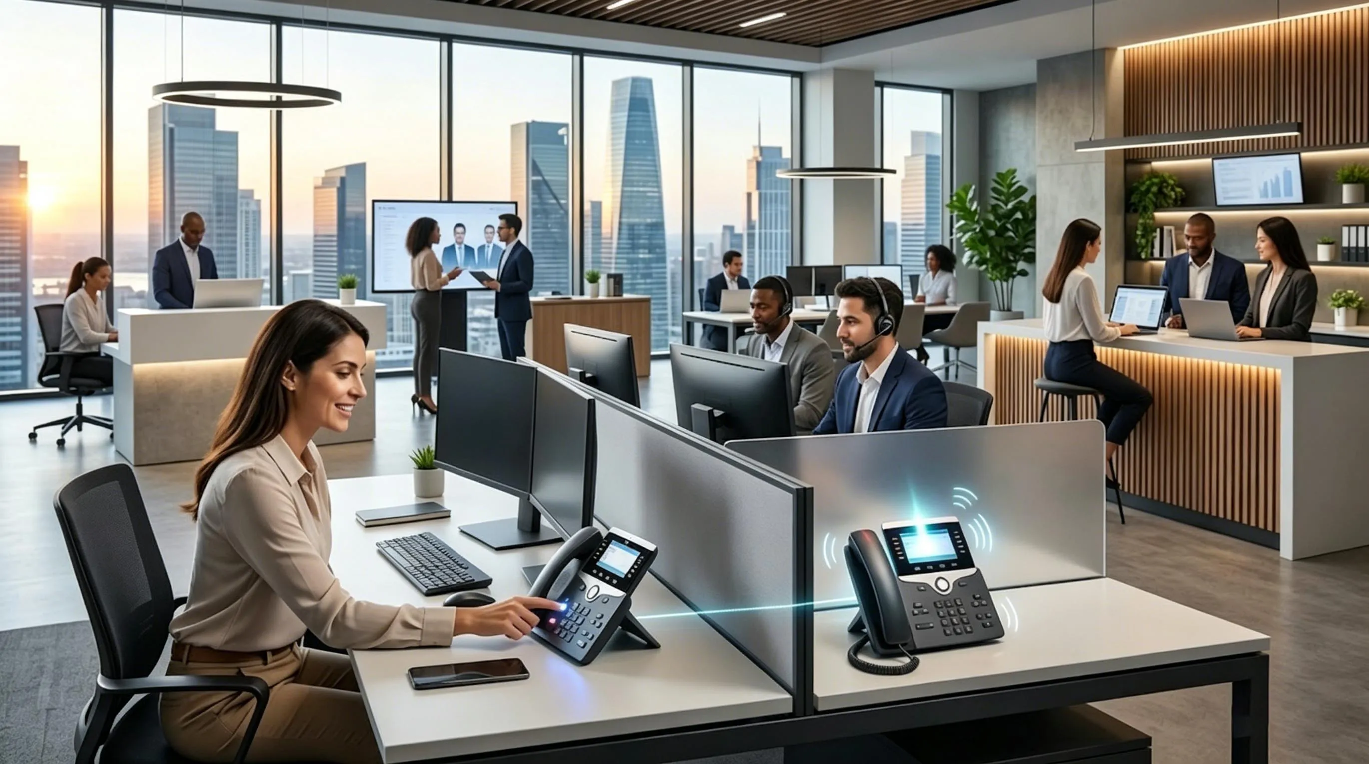 Business telephony call pickup allowing one desk phone user to answer a call that is ringing on another extension in the same office or department